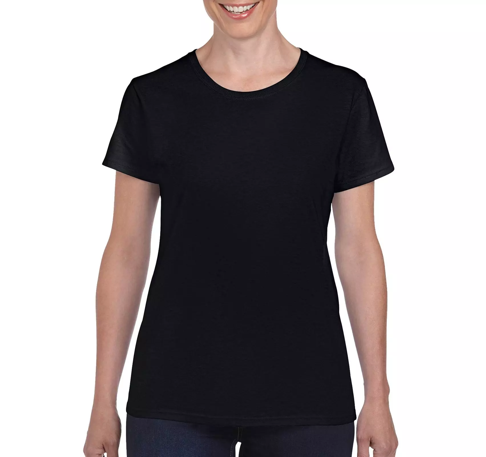 Жіноча щільна футболка GILDAN HEAVY COTTON - S, G-36 Black (Чорний), 180 г/м.кв.