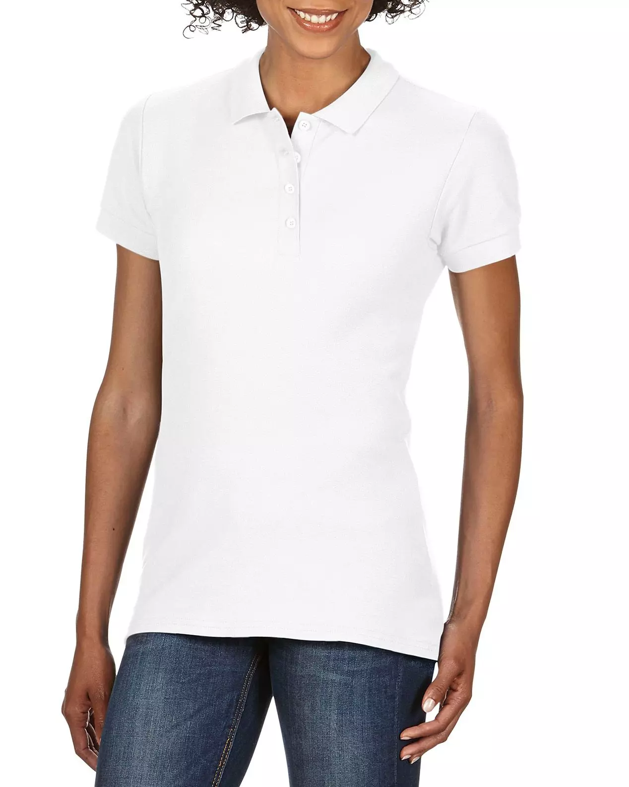 Жіноча футболка поло GILDAN SOFTSTYLE POLO - M, G-30 White (Білий), 177 г/м.кв.