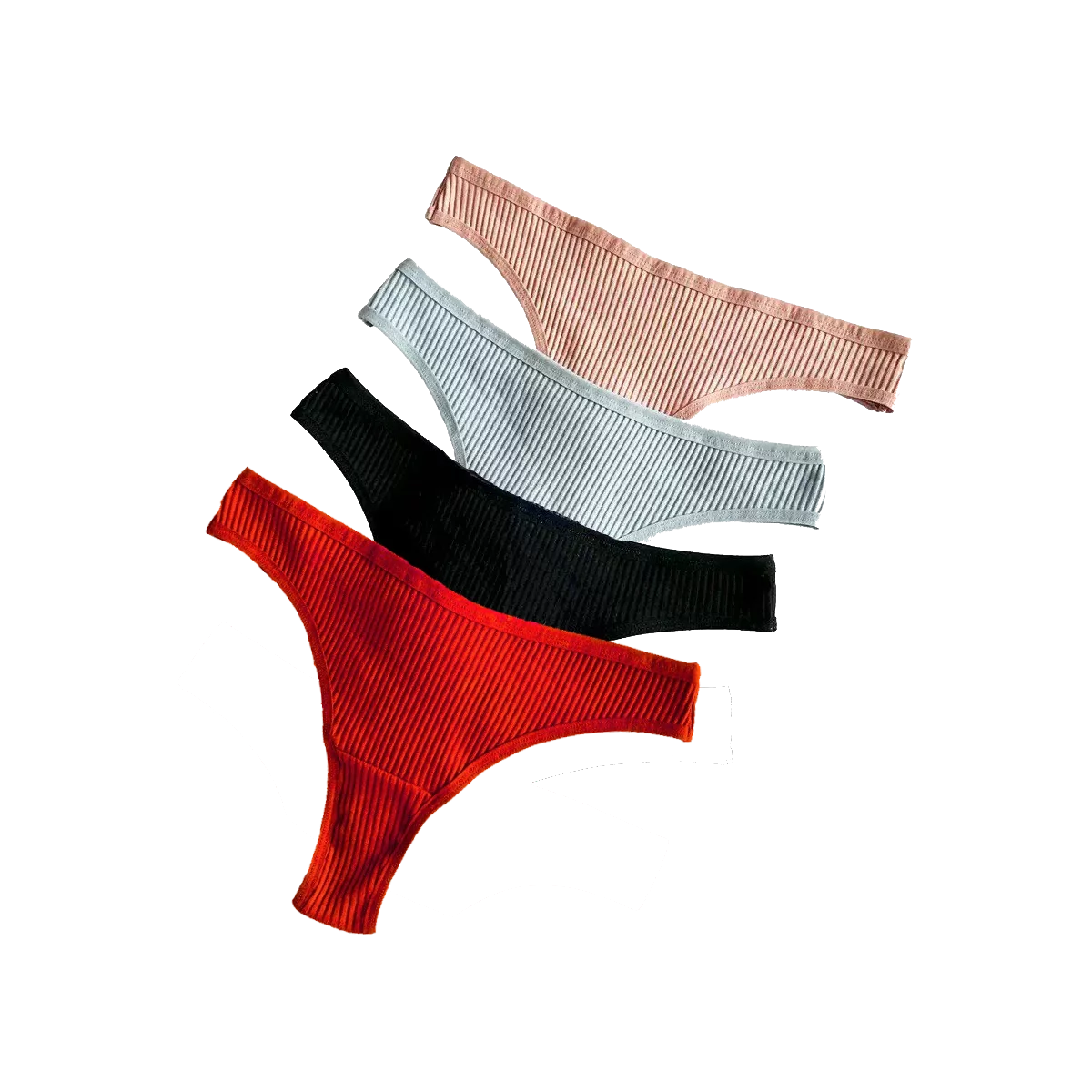 Набор трусиков танга в рубчик 4шт. (8110)